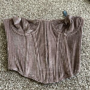 Urban Outfitters Out From Under Mauve Textured Velour Corset-Style Top